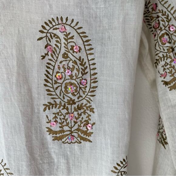 Juliet Dunn London Sequin White Pink Gold Swimsuit Beach Coverup Wrap Dress 1 - Picture 8 of 9